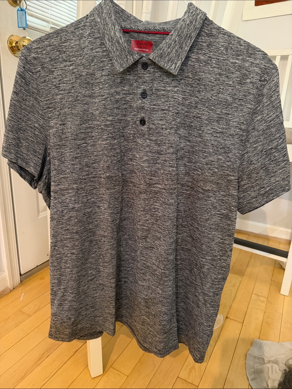 Alfani Men's Marled Gray Short-Sleeve Polo Slim fit